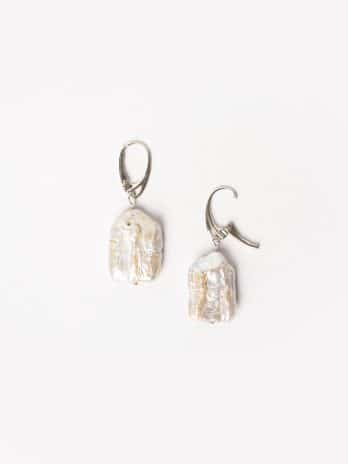 Square Pearl Earrings Silver